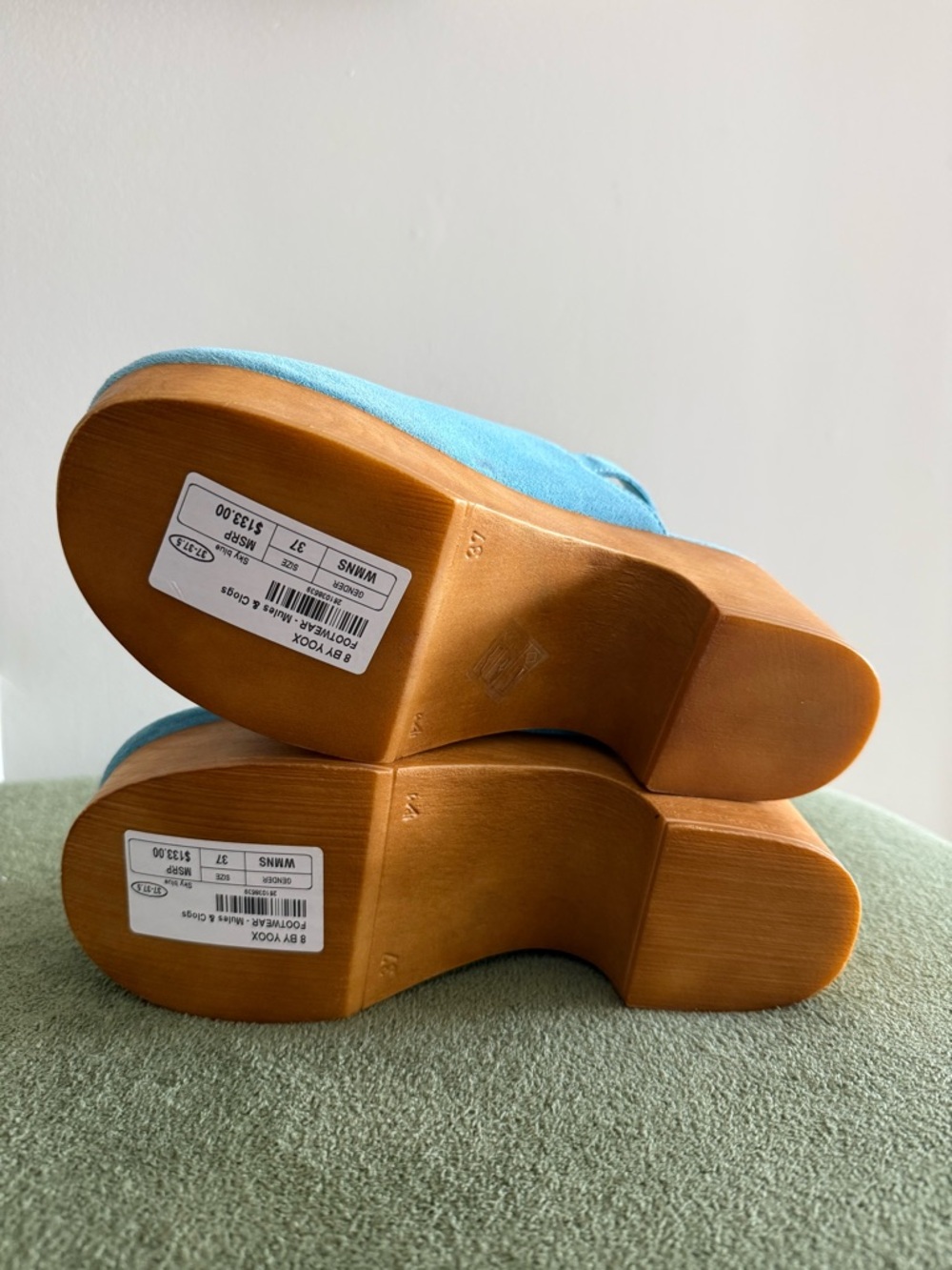 Light Blue Suede Platform Clog with Adjustable Strap - Picture 6 of 6